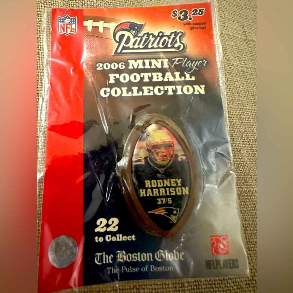 NWT NIB Rodney Harrison New England Patriots 2006 NFL Mini Player Football Rare